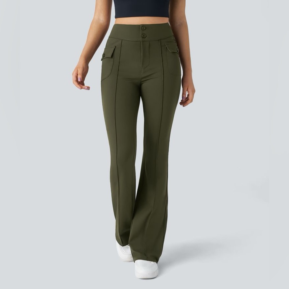 Halara SculptKnit High Waisted Side Flap Pocket Flare Casual Cargo Pants XL T